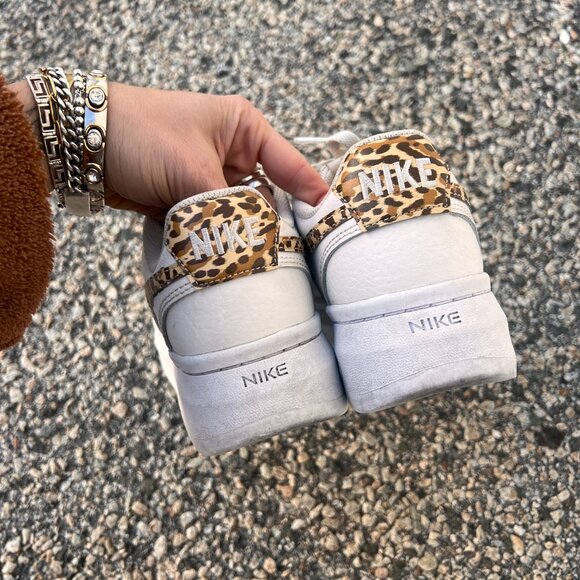 Nike Court Vision Alta Low Phantom Leopard White Leather Sneakers Women’s 8.5 - Picture 5 of 8